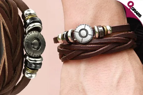 For QR59 Be Rugged with a Genuine Leather Bracelet - Choose from 8 Natural Designs! (QR110 Value)